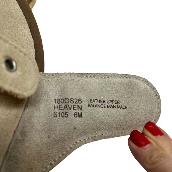 DR SCHOLL’S ORIGINAL HEAVEN SLIDES SANDALS 6M BEIGE SUEDE LEATHER BUCKLE RETRO - Picture 10 of 16